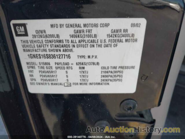 CHEVROLET TRAILBLAZER EXT LT, 1GNES16S836127716