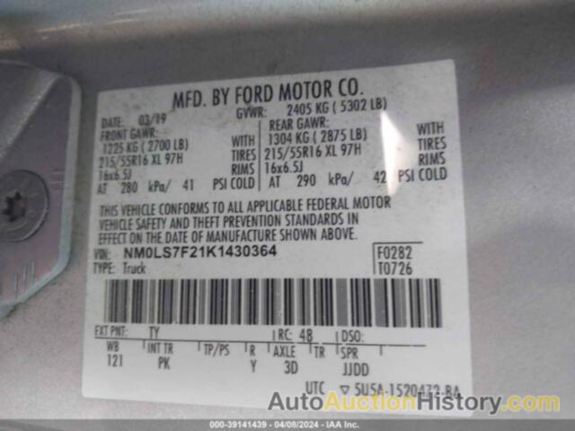 FORD TRANSIT CONNECT XLT, NM0LS7F21K1430364