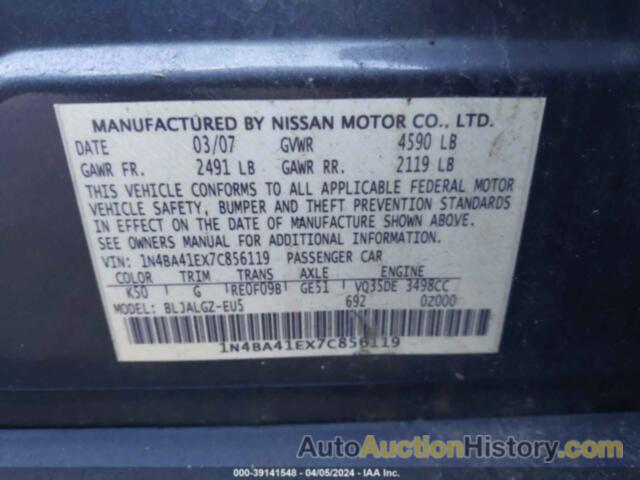 NISSAN MAXIMA SE/SL, 1N4BA41EX7C856119