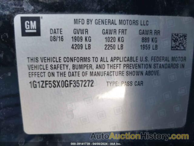 CHEVROLET MALIBU 2LT, 1G1ZF5SX0GF357272