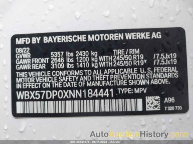 BMW X3 XDRIVE30I, WBX57DP0XNN184441