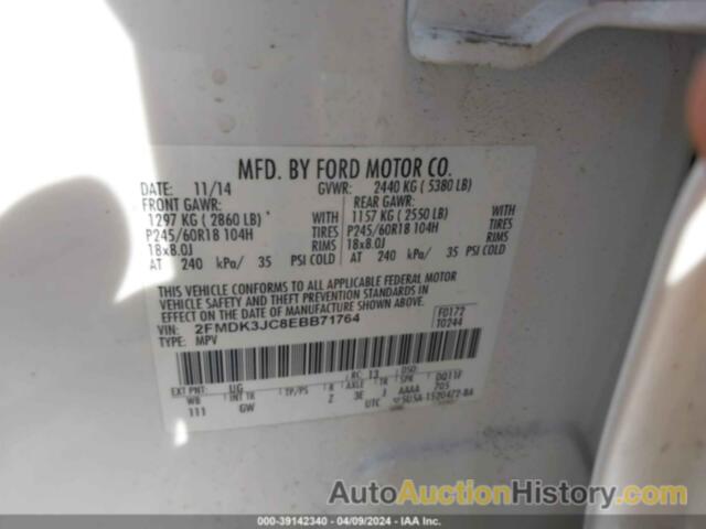 FORD EDGE SEL, 2FMVK3JC8EBB71764