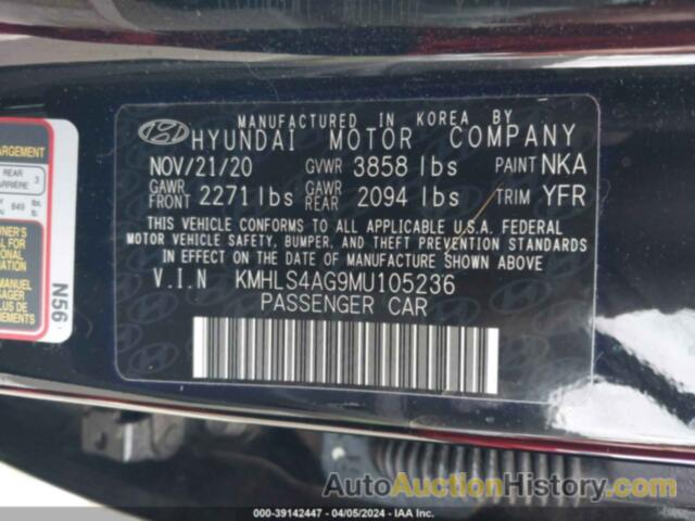 HYUNDAI ELANTRA SEL, KMHLS4AG9MU105236