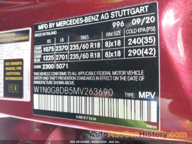 MERCEDES-BENZ GLC 300 SUV, W1N0G8DB5MV263690