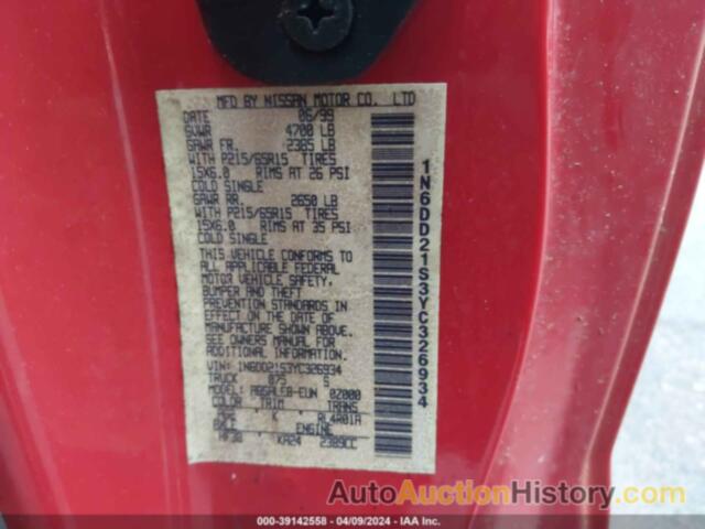 NISSAN FRONTIER 2WD XE, 1N6DD21S3YC326934