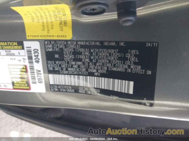 TOYOTA SIENNA LE V6, 5TDKK3DC5BS142322