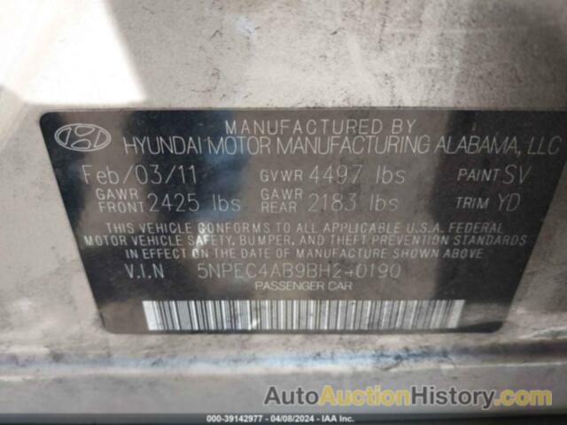 HYUNDAI SONATA LIMITED 2.0T, 5NPEC4AB9BH240190