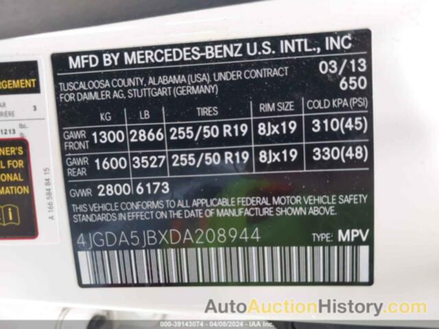 MERCEDES-BENZ ML 350, 4JGDA5JBXDA208944
