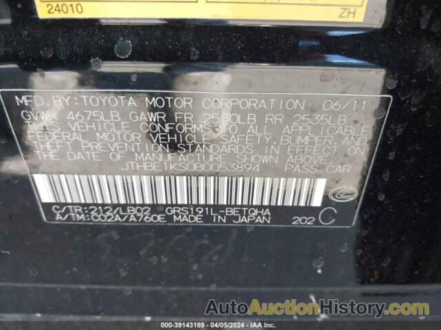 LEXUS GS 350, JTHBE1KS0B0053894