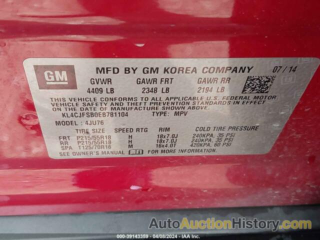 BUICK ENCORE CONVENIENCE, KL4CJFSB0EB781104