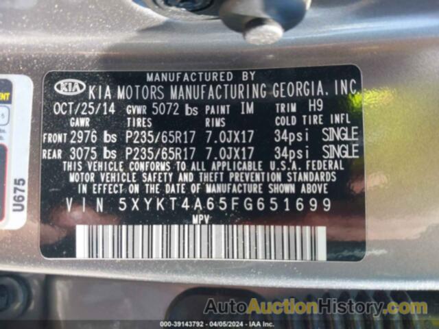 KIA SORENTO LX, 5XYKT4A65FG651699