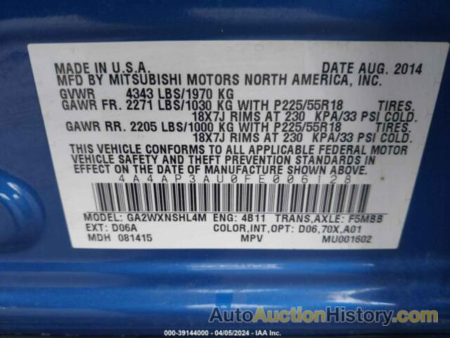 MITSUBISHI OUTLANDER SPORT ES, 4A4AP3AU0FE006128