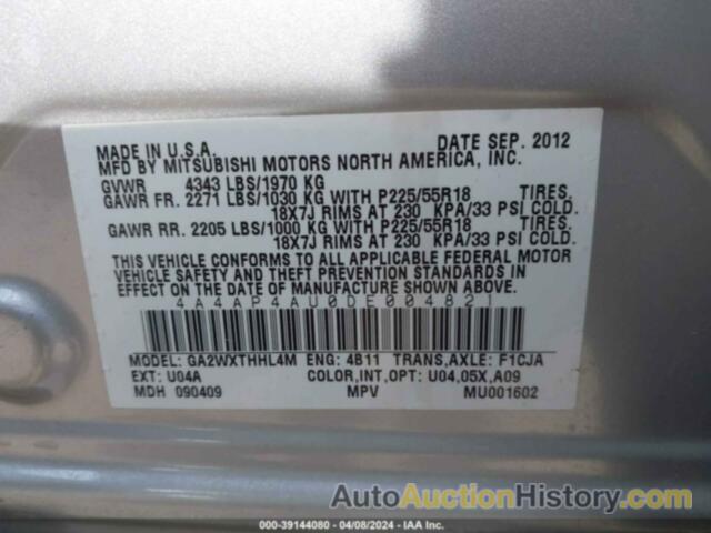 MITSUBISHI OUTLANDER SPORT SE, 4A4AP4AU0DE004821