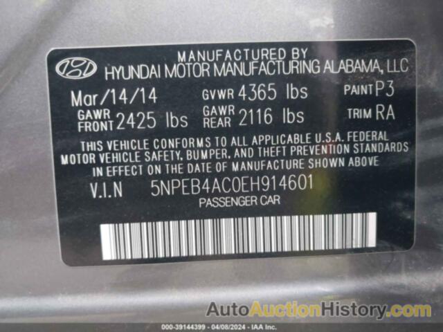 HYUNDAI SONATA GLS, 5NPEB4AC0EH914601