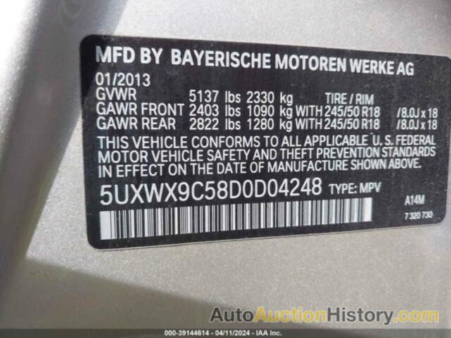 BMW X3 XDRIVE28I, 5UXWX9C58D0D04248