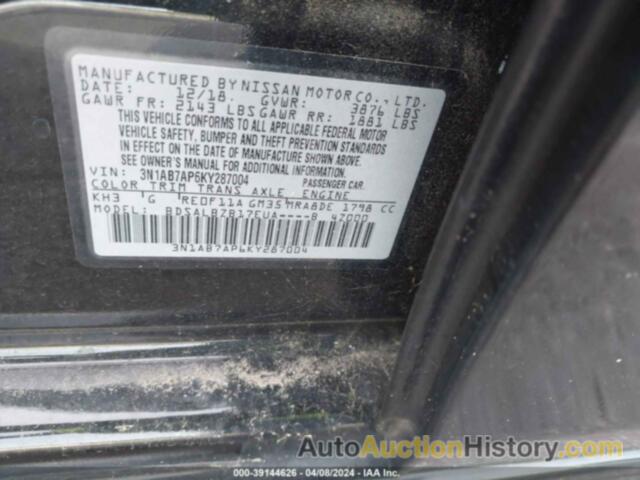 NISSAN SENTRA S, 3N1AB7AP6KY287004