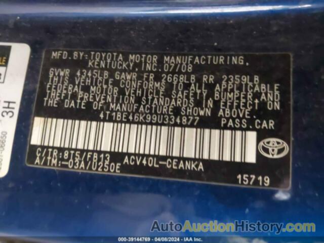 TOYOTA CAMRY LE, 4T1BE46K99U334877