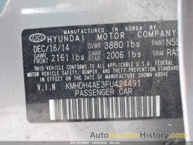 HYUNDAI ELANTRA LIMITED, KMHDH4AE3FU424491