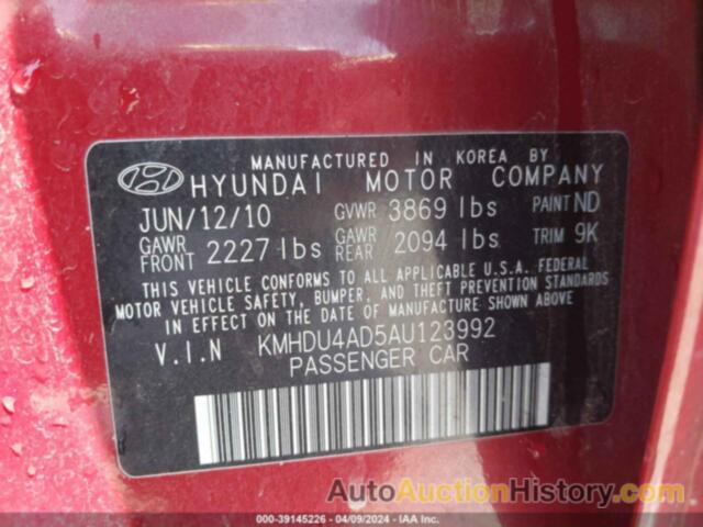 HYUNDAI ELANTRA BLUE/GLS/SE, KMHDU4AD5AU123992