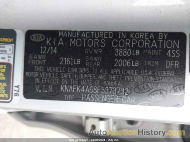 KIA FORTE LX, KNAFK4A68F5373732