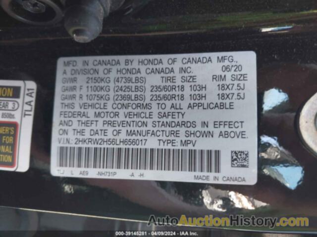 HONDA CR-V AWD EX, 2HKRW2H56LH656017