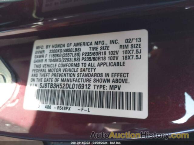 ACURA RDX, 5J8TB3H52DL016912