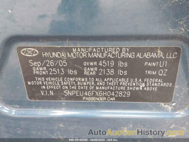 HYUNDAI SONATA GLS V6/LX V6, 5NPEU46FX6H042829