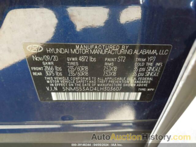 HYUNDAI SANTA FE LIMITED, 5NMS53AD4LH303607