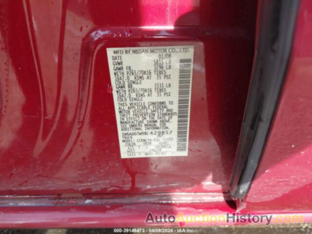 NISSAN FRONTIER SE, 1N6AD07W98C429857