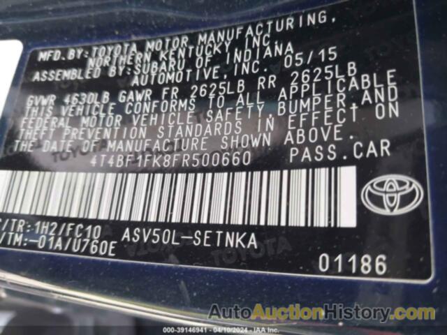 TOYOTA CAMRY LE/XLE/SE/XSE, 4T4BF1FK8FR500660