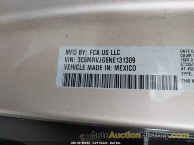 RAM PROMASTER 3500 CARGO VAN HIGH ROOF 159 WB EXT, 3C6MRVJG6NE131309