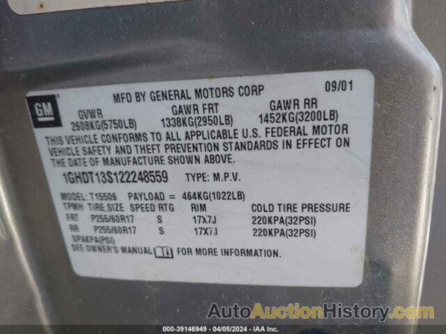 OLDSMOBILE BRAVADA, 1GHDT13S122248559