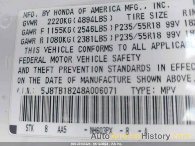 ACURA RDX, 5J8TB18248A006071