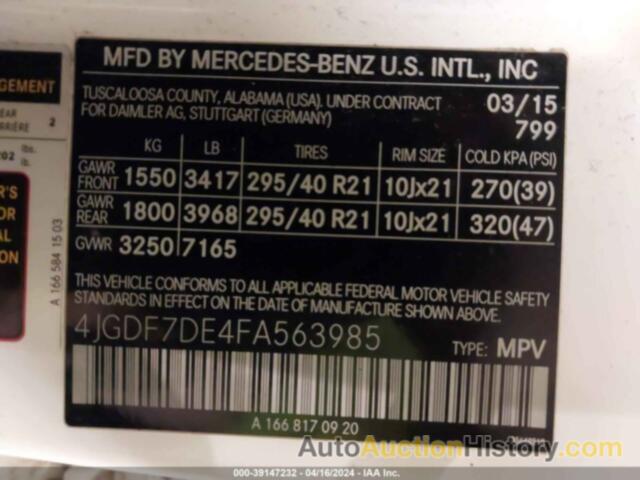 MERCEDES-BENZ GL 550 4MATIC, 4JGDF7DE4FA563985