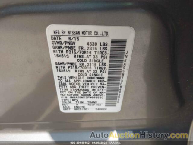 NISSAN ROGUE SELECT S, JN8AS5MT3FW668580