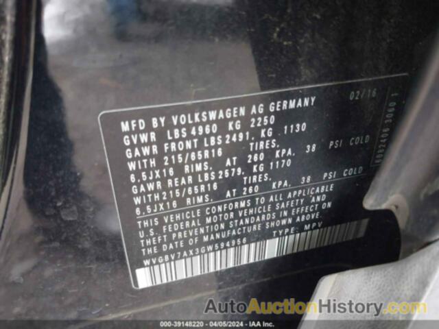 VOLKSWAGEN TIGUAN S, WVGBV7AX3GW594956