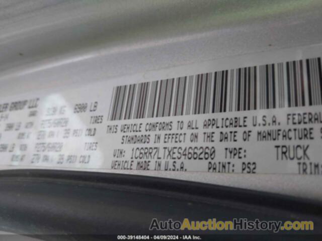 RAM 1500 SLT, 1C6RR7LTXES466260