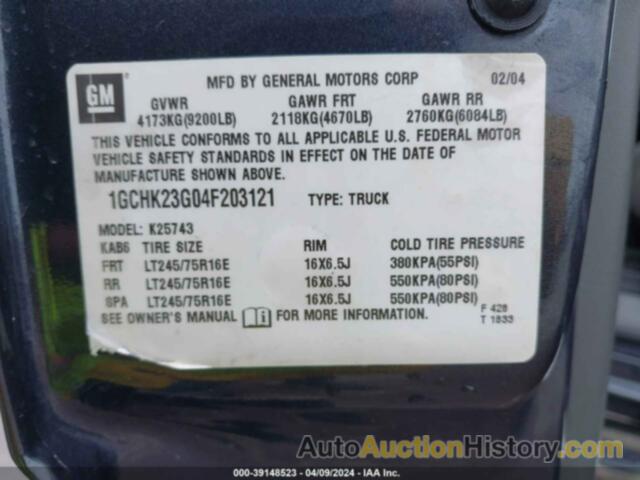 CHEVROLET SILVERADO 2500HD LS, 1GCHK23G04F203121