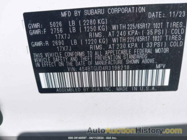 SUBARU OUTBACK WILDERNESS, 4S4BTGUD4R3198210