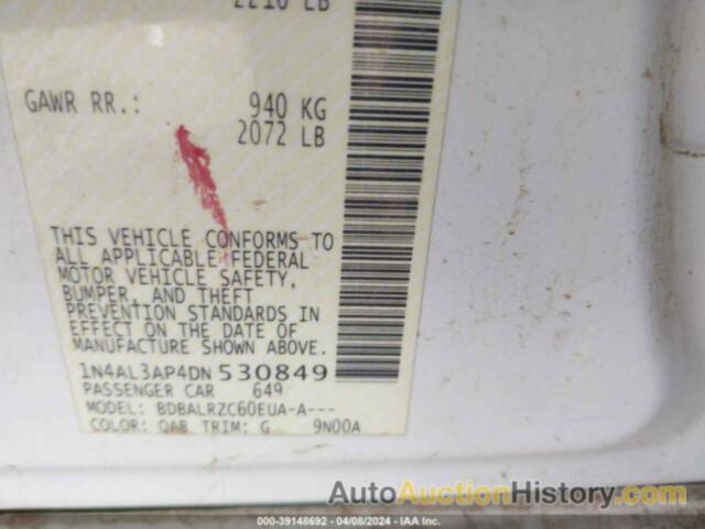 NISSAN ALTIMA 2.5 S, 1N4AL3AP4DN530849