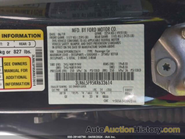 LINCOLN MKZ RESERVE II, 3LN6L5F95KR633614