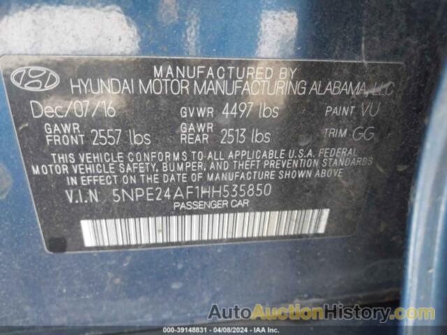 HYUNDAI SONATA, 5NPE24AF1HH535850