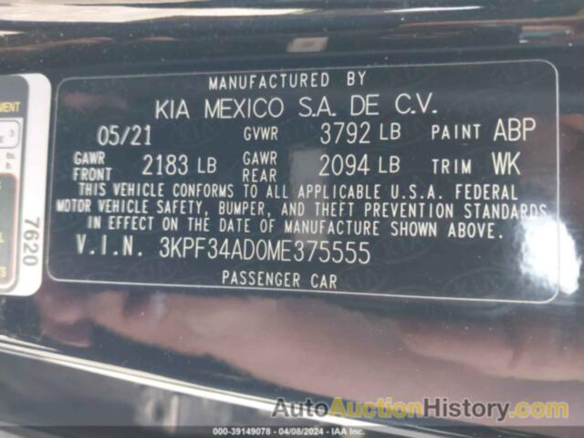 KIA FORTE GT-LINE, 3KPF34AD0ME375555