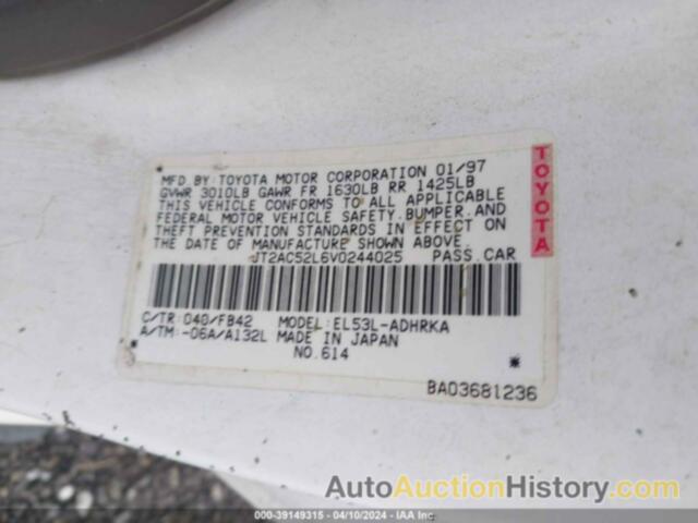 TOYOTA TERCEL CE, JT2AC52L6V0244025