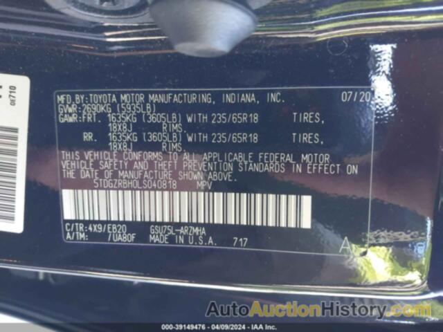 TOYOTA HIGHLANDER XLE, 5TDGZRBH0LS040818