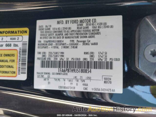 FORD MUSTANG ECOBOOST, 1FA6P8TH9J5180854