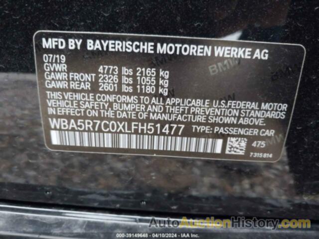 BMW 330I XDRIVE, WBA5R7C0XLFH51477