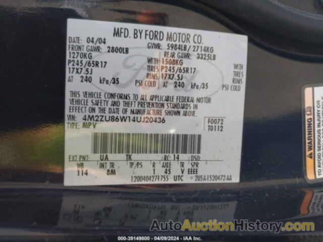 MERCURY MOUNTAINEER, 4M2ZU86W14UJ20436