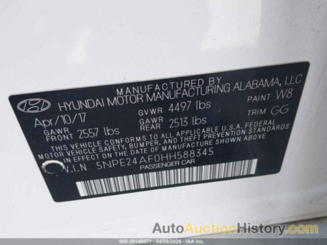 HYUNDAI SONATA SE, 5NPE24AF0HH588345