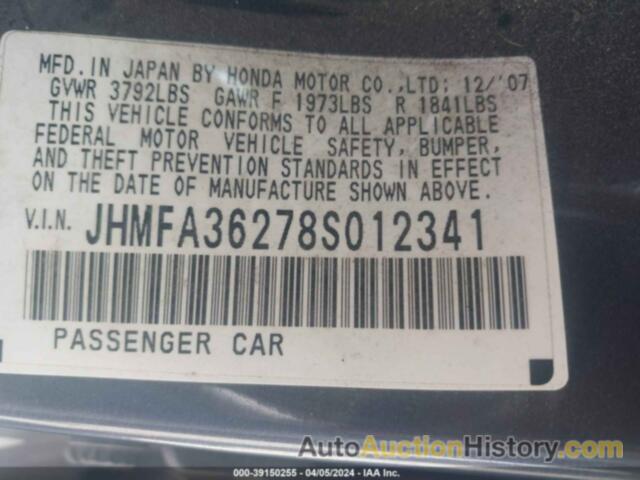 HONDA CIVIC HYBRID, JHMFA36278S012341